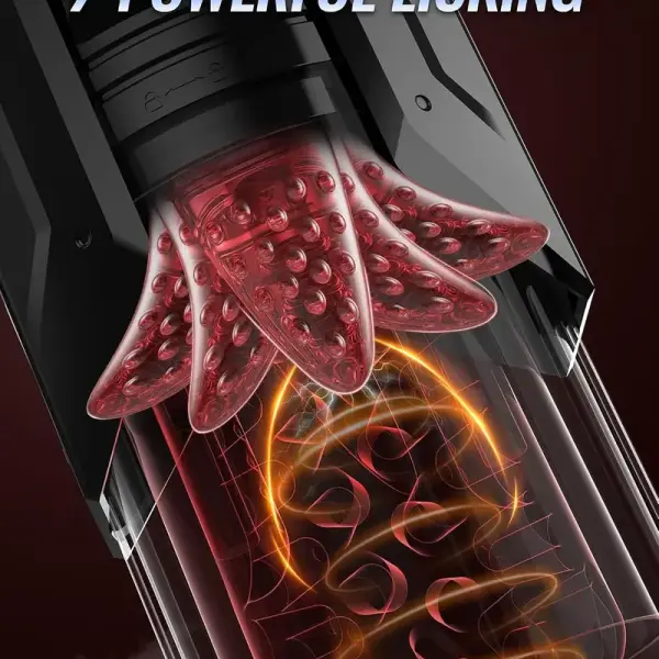 Sex toys for men penis pump on display with 7 sucking modes and licking feature